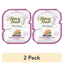 (2 pack) Purina Fancy Feast Petites Kitten Food, Wet Cat Food, Seared Salmon & Spinach, 1.4 oz Tubs (12 Pack)