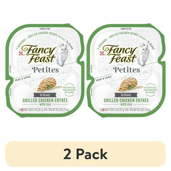 (2 pack) Purina Fancy Feast Petites Grilled Chicken Entrée With Rice In Gravy Gourmet Wet Cat Food Pate