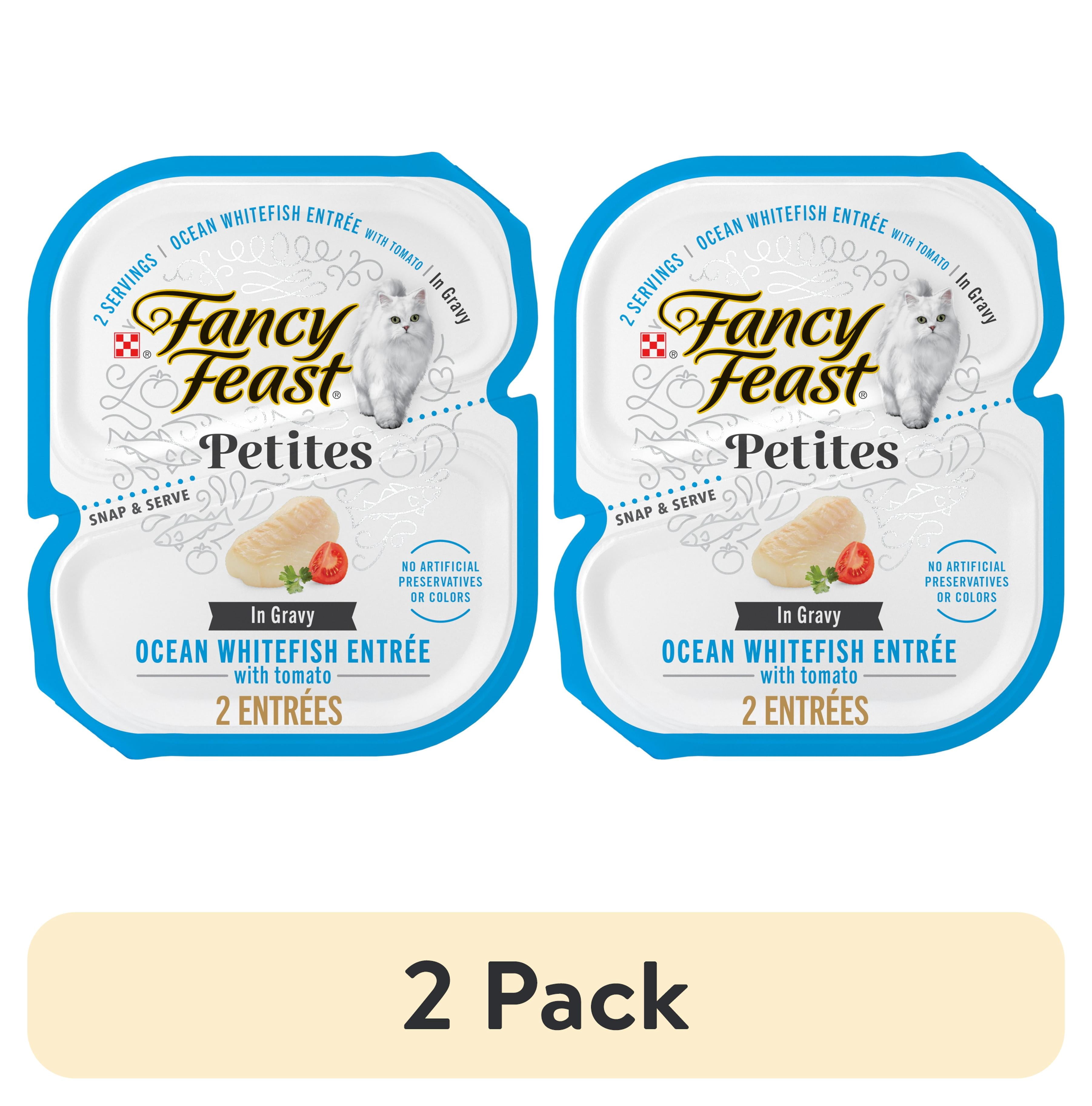 (2 pack) Purina Fancy Feast Petites Ocean Whitefish Entree in Gravy Pate Wet Cat Food, 2.8 oz Tubs, 12 Pack