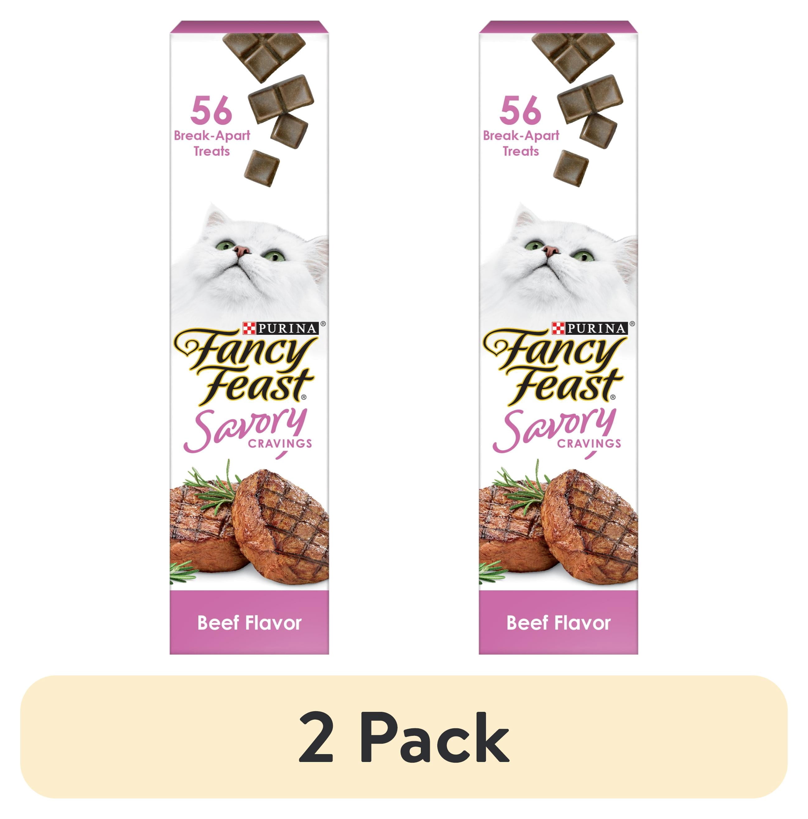 (2 pack) Purina Fancy Feast Savory Cravings, Soft Cat Treats, Beef, 1 oz Box
