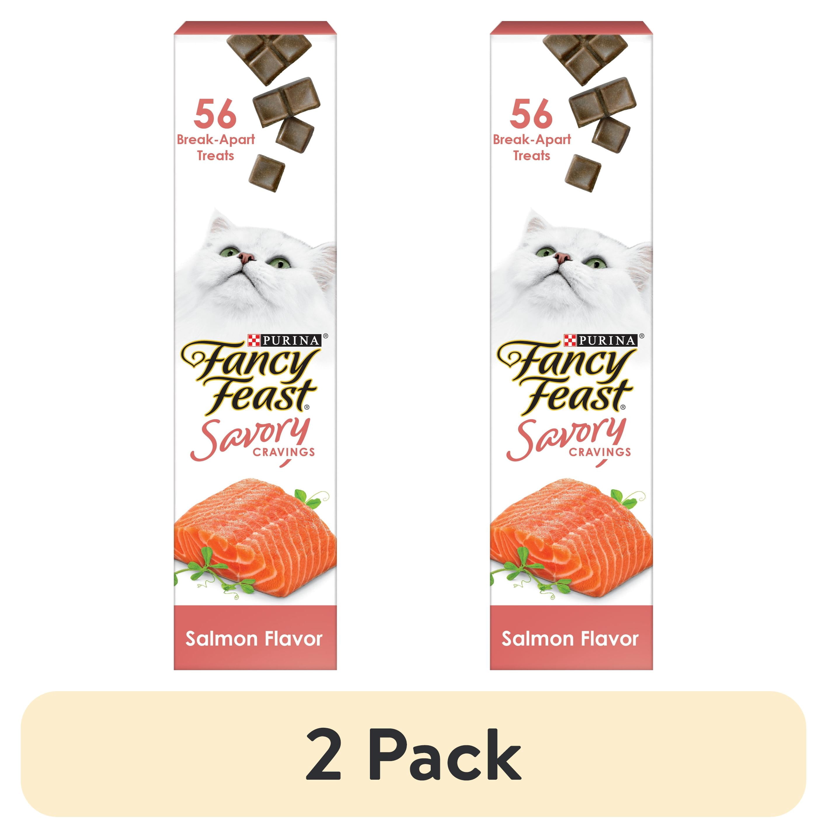 (2 pack) Purina Fancy Feast Savory Cravings, Soft Cat Treats, Salmon, 1 oz Box