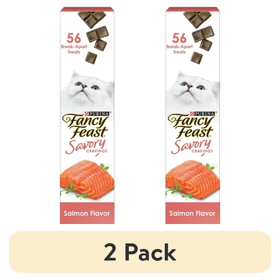 (2 pack) Purina Fancy Feast Savory Cravings, Soft Cat Treats, Salmon, 1 oz Box