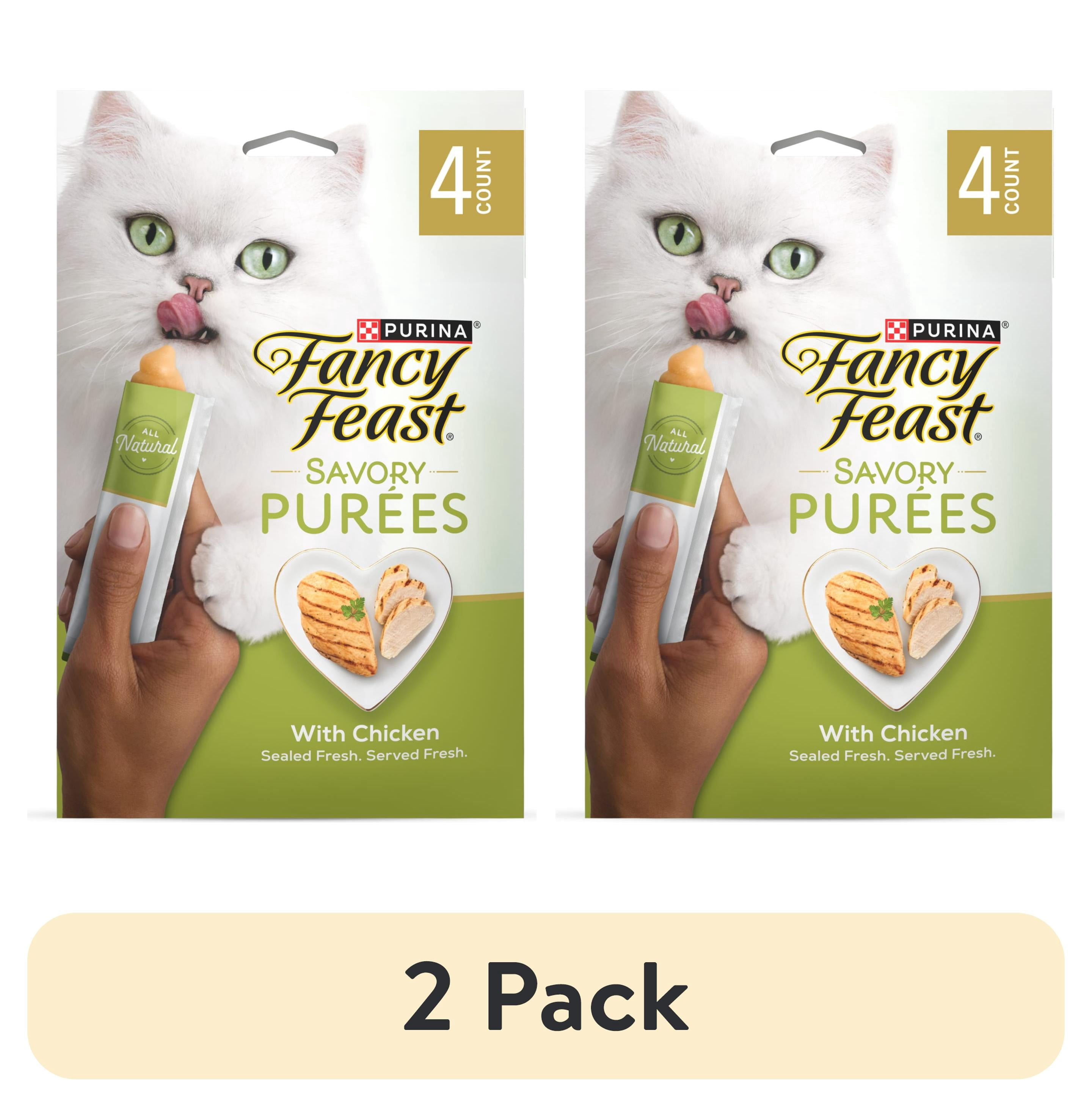 (2 pack) Purina Fancy Feast Savory Purees With Chicken Lickable Cat Treats, 1.4 oz.
