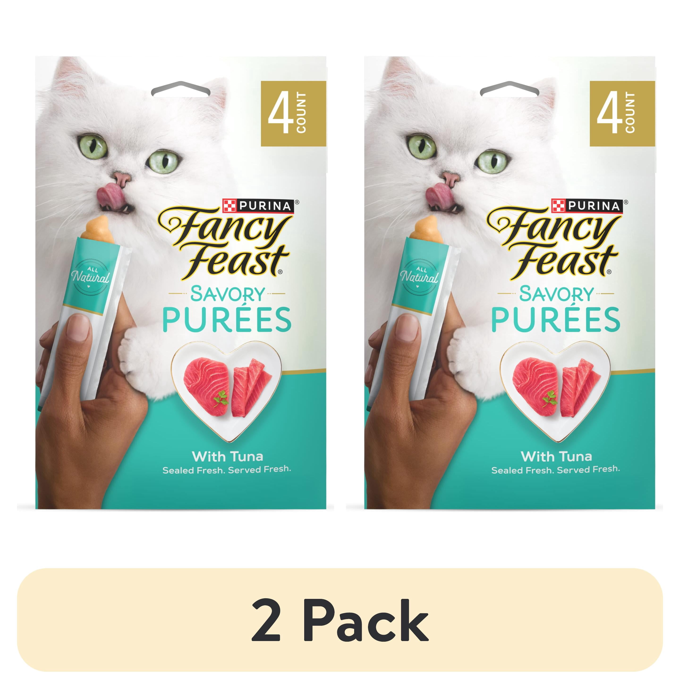 (2 pack) Purina Fancy Feast Savory Purees With Tuna Lickable Cat Treats, 1.4 oz.