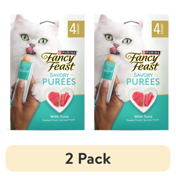 (2 pack) Purina Fancy Feast Savory Purees With Tuna Lickable Cat Treats, 1.4 oz.