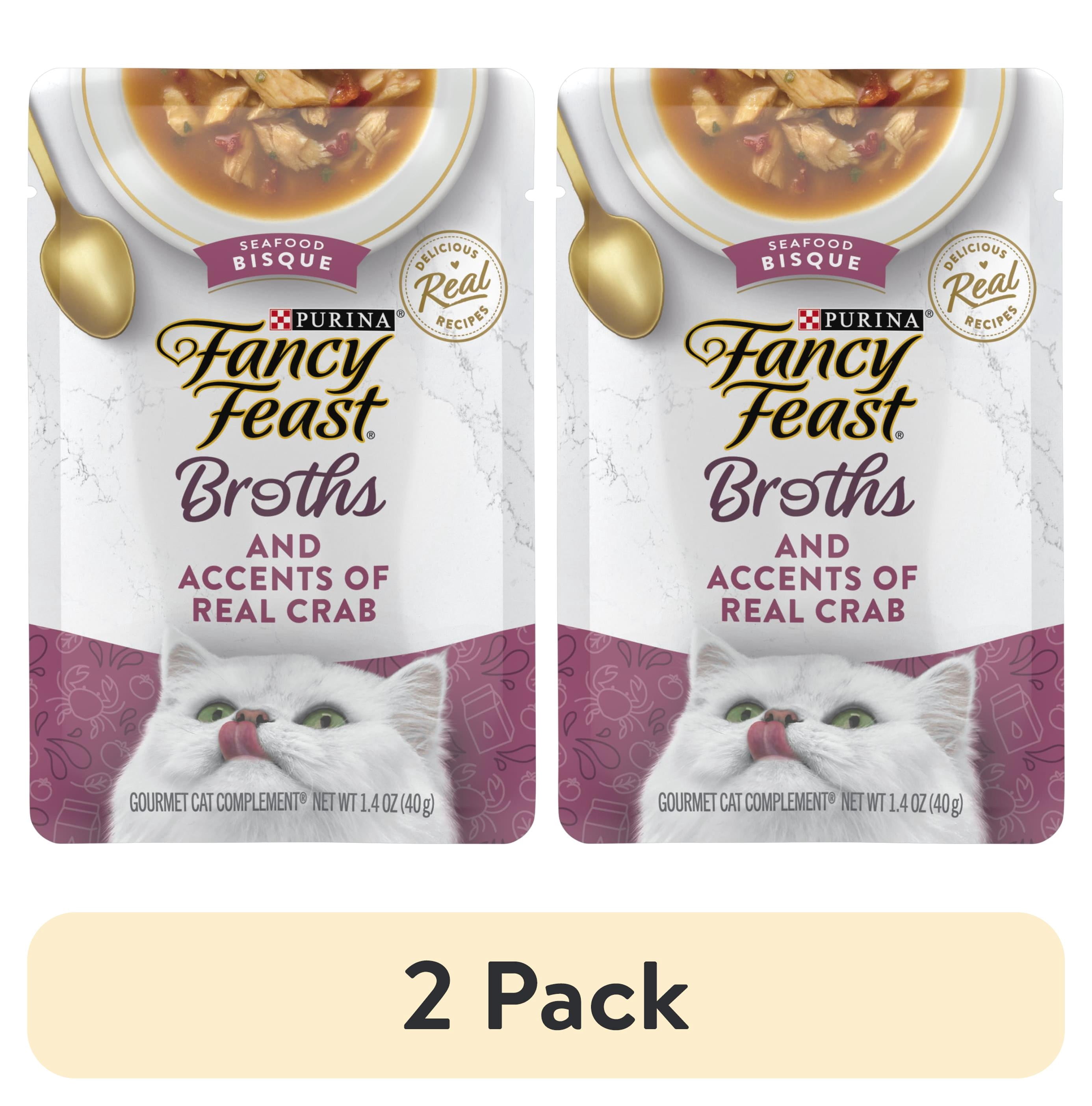 (2 pack) Purina Fancy Feast Seafood Bisque Accents of Crab Broth for Cats, 1.4 oz Pouch