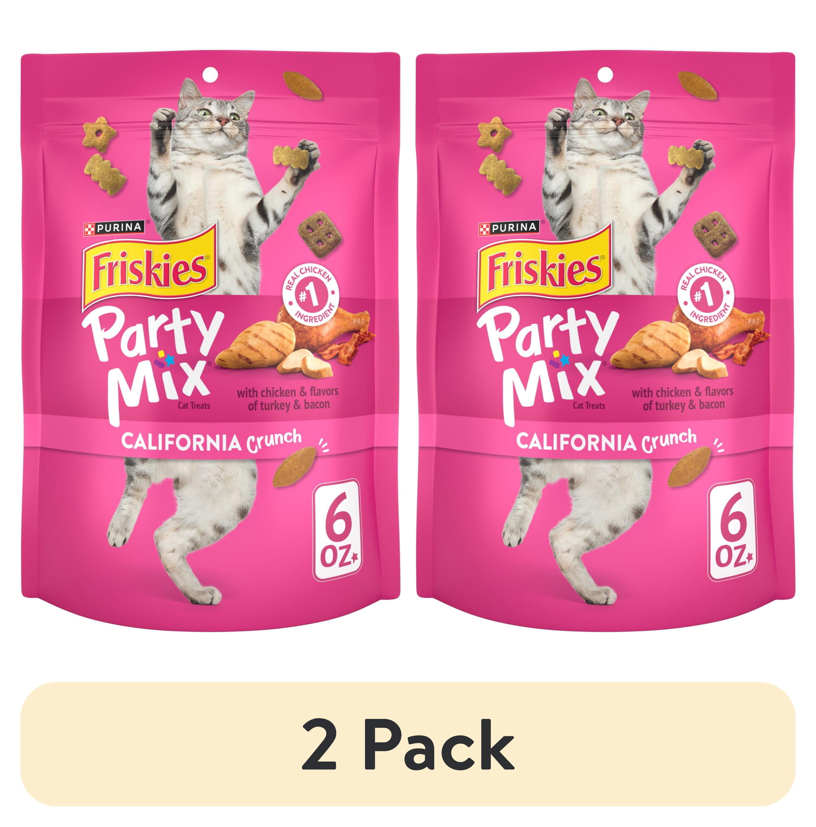 (2 pack) Purina Friskies Cat Treats, Party Mix California Crunch With Chicken, 6 oz, 6 Pack