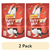(2 pack) Purina Friskies Cat Treats, Party Mix Gravy-licious Crunch Chicken and Gravy Flavors, 2.1 oz.