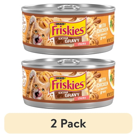 (2 pack) Purina Friskies Extra Chunky Gravy, Soft Chicken, Wet Cat Food, 5.5 oz Cans