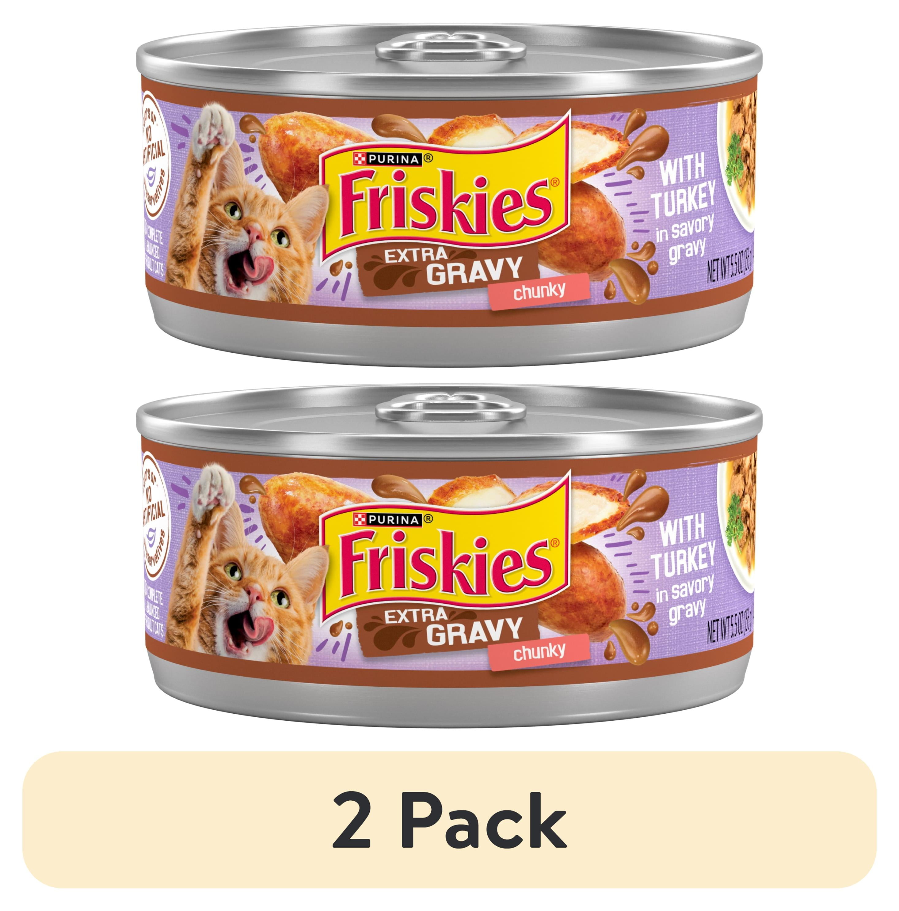 (2 pack) Purina Friskies Extra Chunky Gravy, Soft Turkey, Wet Cat Food, 5.5 oz Cans