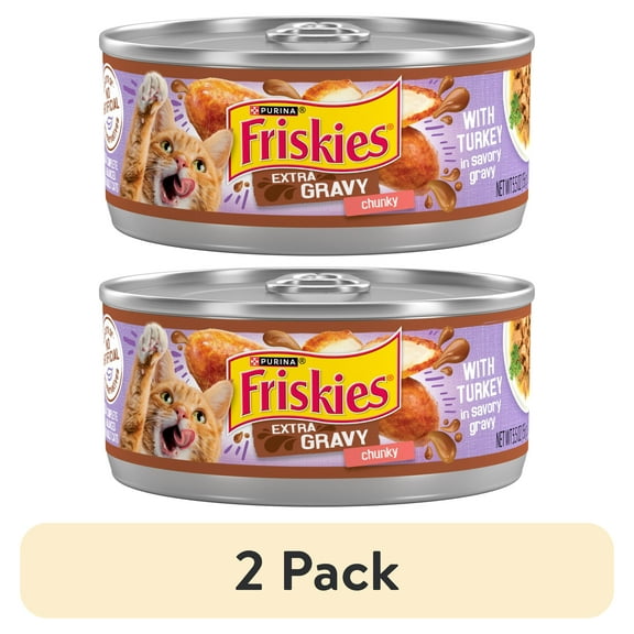 (2 pack) Purina Friskies Extra Chunky Gravy, Soft Turkey, Wet Cat Food, 5.5 oz Can