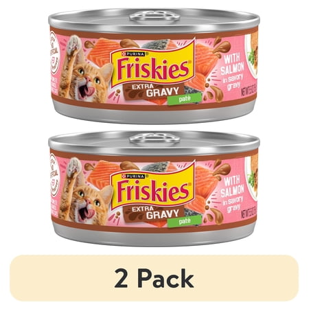 (2 pack) Purina Friskies Extra Gravy Pate With Salmon, Wet Cat Food, 5.5 oz Cans