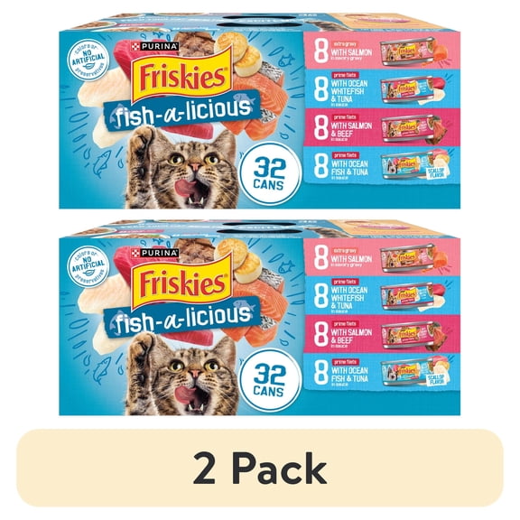 (2 pack) Purina Friskies Fish-A-Licious Variety Pack, Wet Cat Food, 5.5 oz Cans