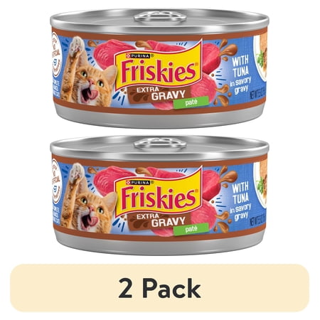 (2 pack) Purina Friskies Gravy Pate, Tuna, Wet Cat Food, 5.5 oz Can
