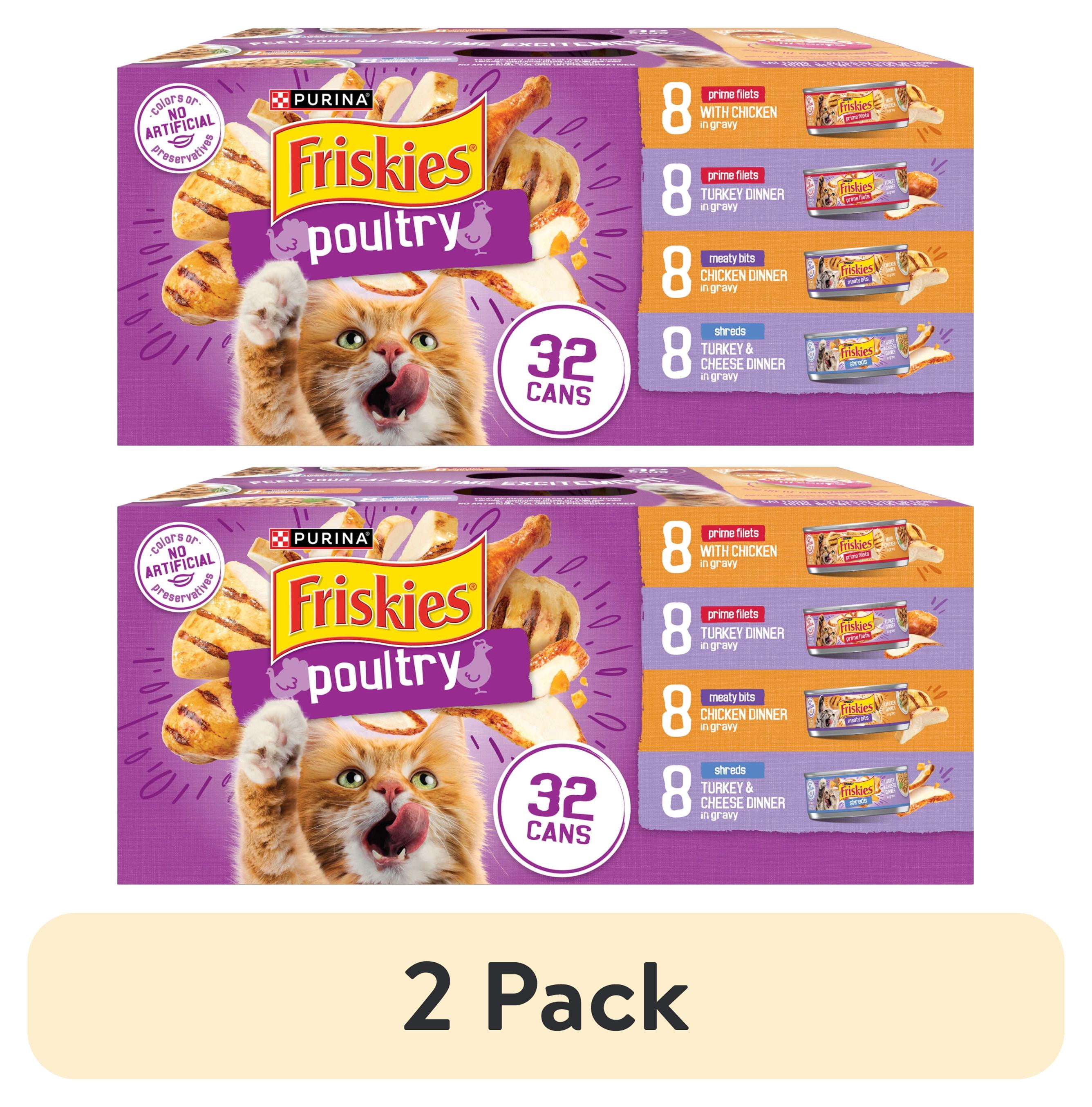 (2 pack) Purina Friskies Gravy, Poultry, Meaty Bits and Filets, Wet Cat Food, 5.5 oz Cans, 32 Pack
