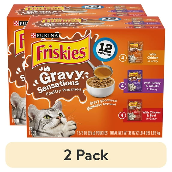 (2 pack) Purina Friskies Gravy Sensations Poultry Pouches, Wet Cat Food Variety Pack