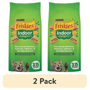 (2 pack) Purina Friskies Indoor Delights Dry Cat Food Flavors of Chicken, Salmon, Peas, and Carrots, 3.15 lb Bag