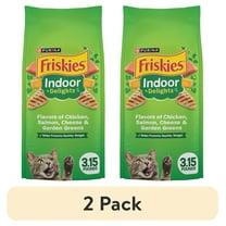 (2 pack) Purina Friskies Indoor Delights Dry Cat Food Flavors of Chicken, Salmon, Peas, and Carrots, 3.15 lb Bag