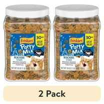 (2 pack) Purina Friskies Party Mix Cat Treats, Beachside Crunch Snacks, 30 oz. Canister