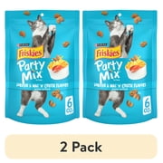 (2 pack) Purina Friskies Party Mix Lobster and Mac 'N' Cheese Flavor Treats for Cats, 6 oz Bag