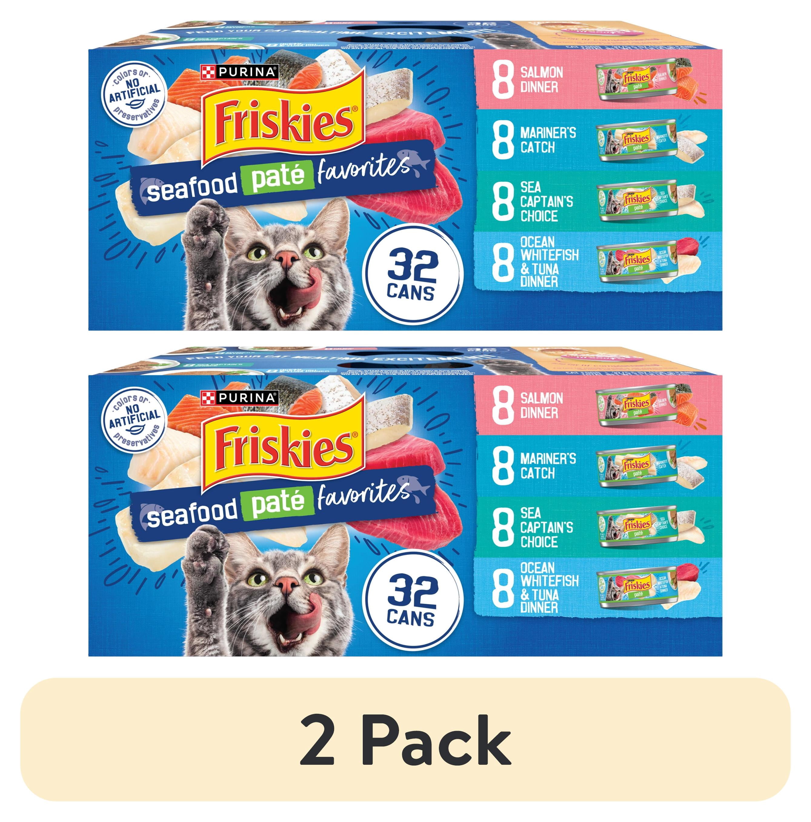 (2 pack) Purina Friskies Pate Seafood Favorites Variety Pack, Wet Cat Food, 5.5 oz Cans