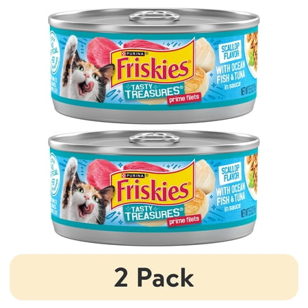 (2 pack) Purina Friskies Tasty Treasures Prime Filets, Tuna, Wet Cat Food, 5.5 oz Cans