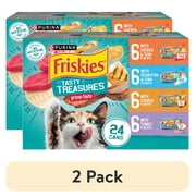 2 pack Purina Friskies Wet Cat Food Variety Pack, Tasty Treasures Prime Filets, 5.5 oz Cans