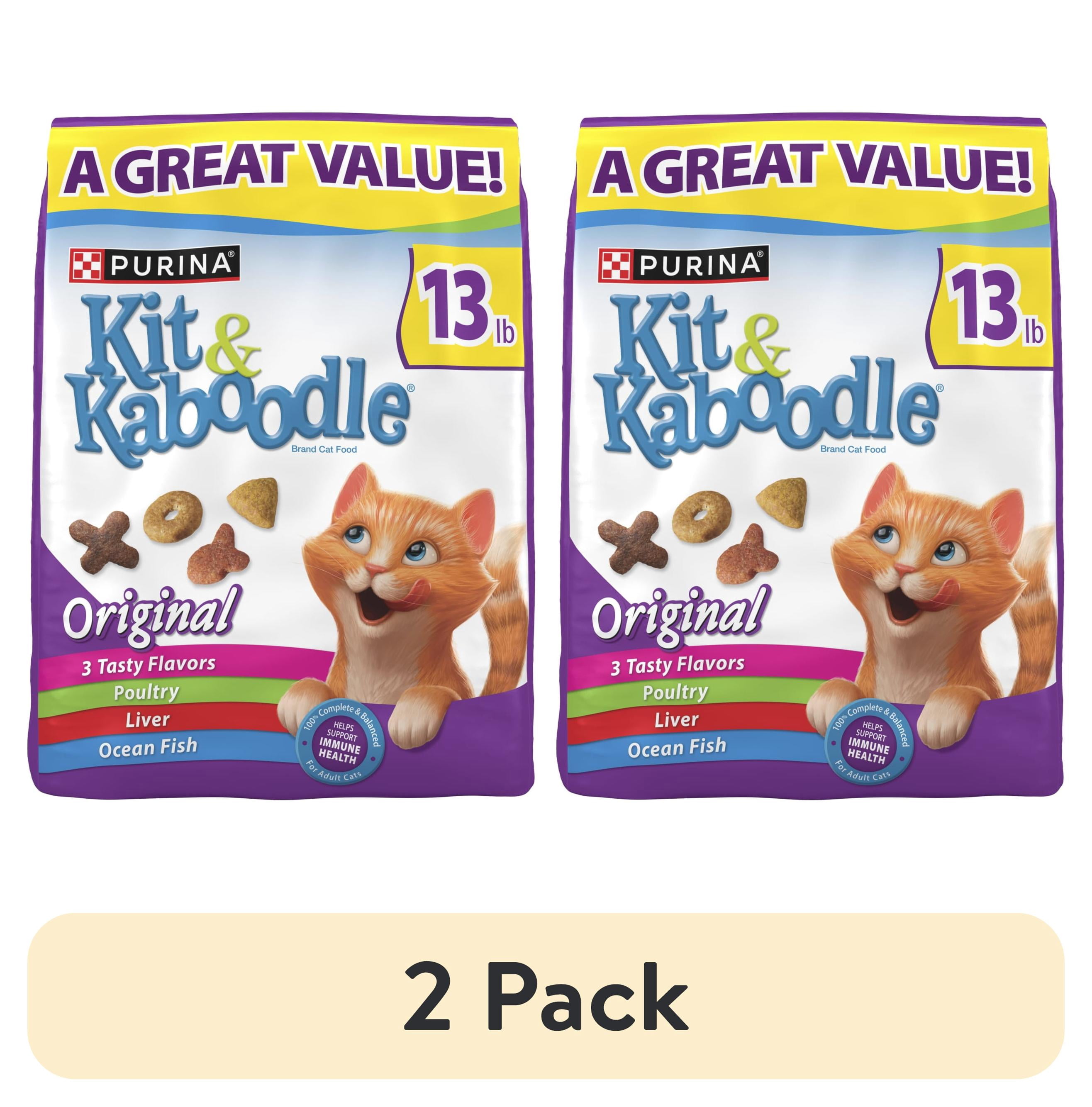 (2 pack) Purina Kit & Kaboodle Original, Indoor Dry Cat Food, Chicken, Liver, Turkey, Oceanfish, 13 lb Bag