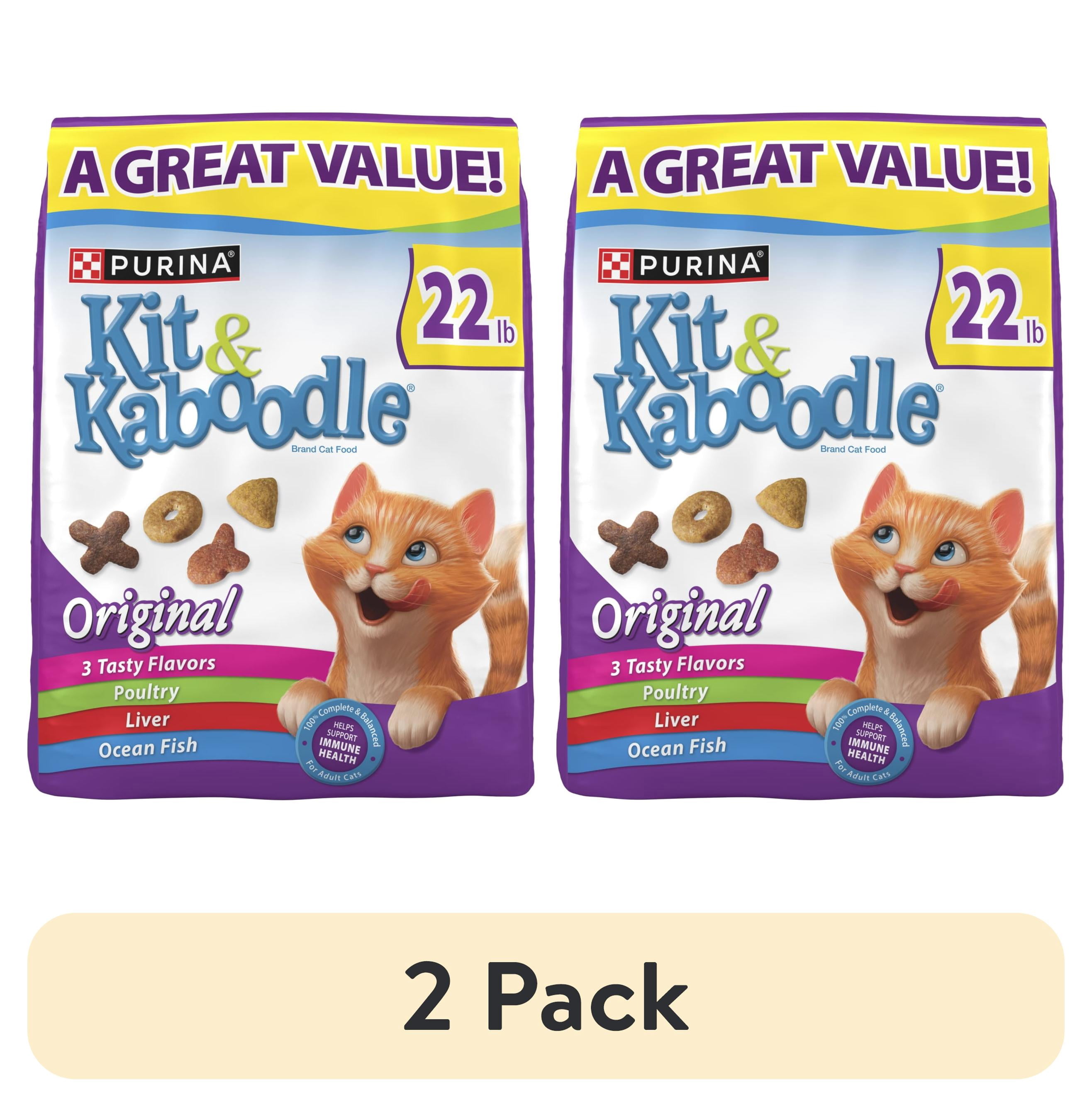 (2 pack) Purina Kit and Kaboodle Dry Cat Food Original Poultry, Liver and Ocean Fish Flavors, 22 lb. Bag
