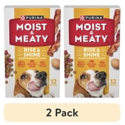 2 pack Purina Moist and Meaty Rise and Shine Awaken Bacon and Egg Flavor Soft Dog Food High Protein Pouches 12 Pouches