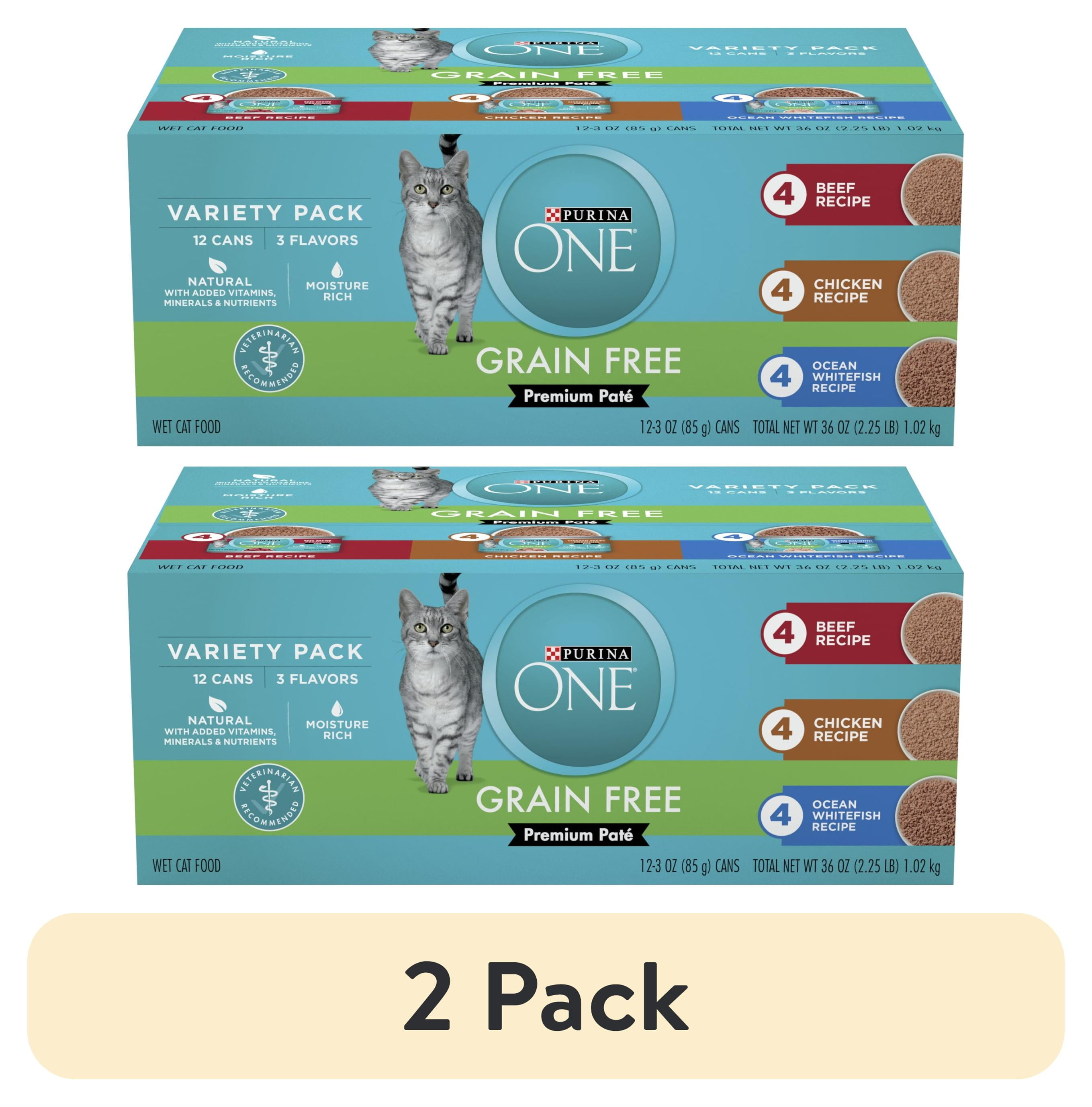 (2 pack) Purina ONE, Grain Free Natural Variety Pack, Wet Cat Food Pate, 3 oz Cans (12 Count)