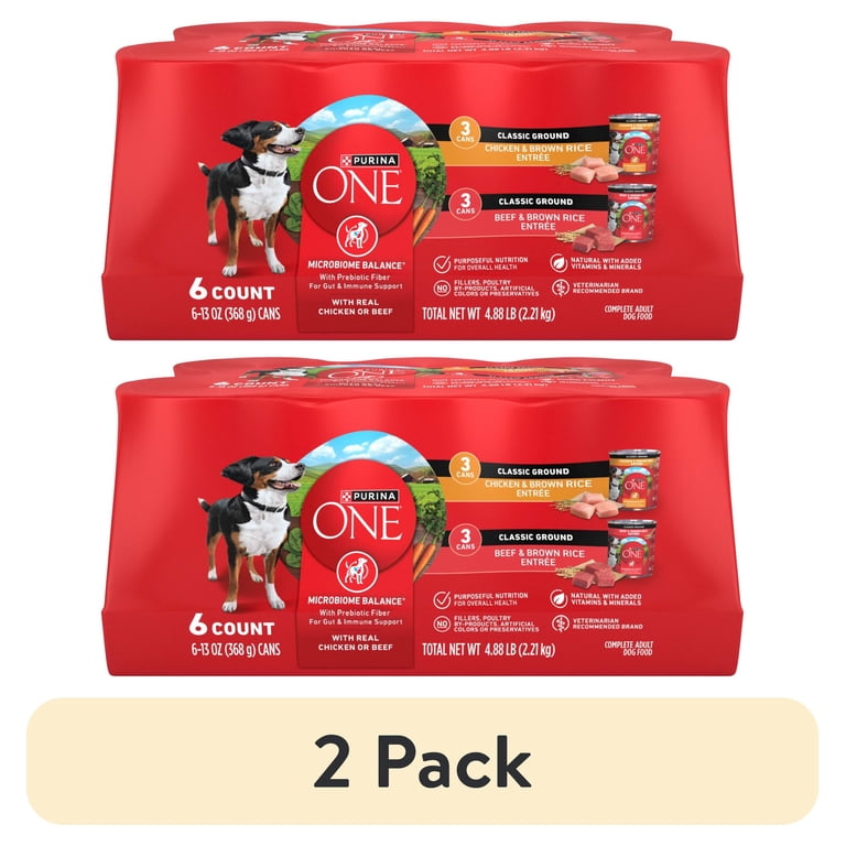 2 pack) Purina ONE Natural Wet Dog Food, High Protein Soft Variety