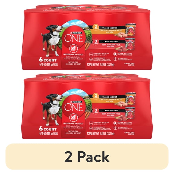 (2 pack) Purina ONE Natural Wet Dog Food, High Protein Soft Variety Pack, 13 oz Cans, 6 Pack