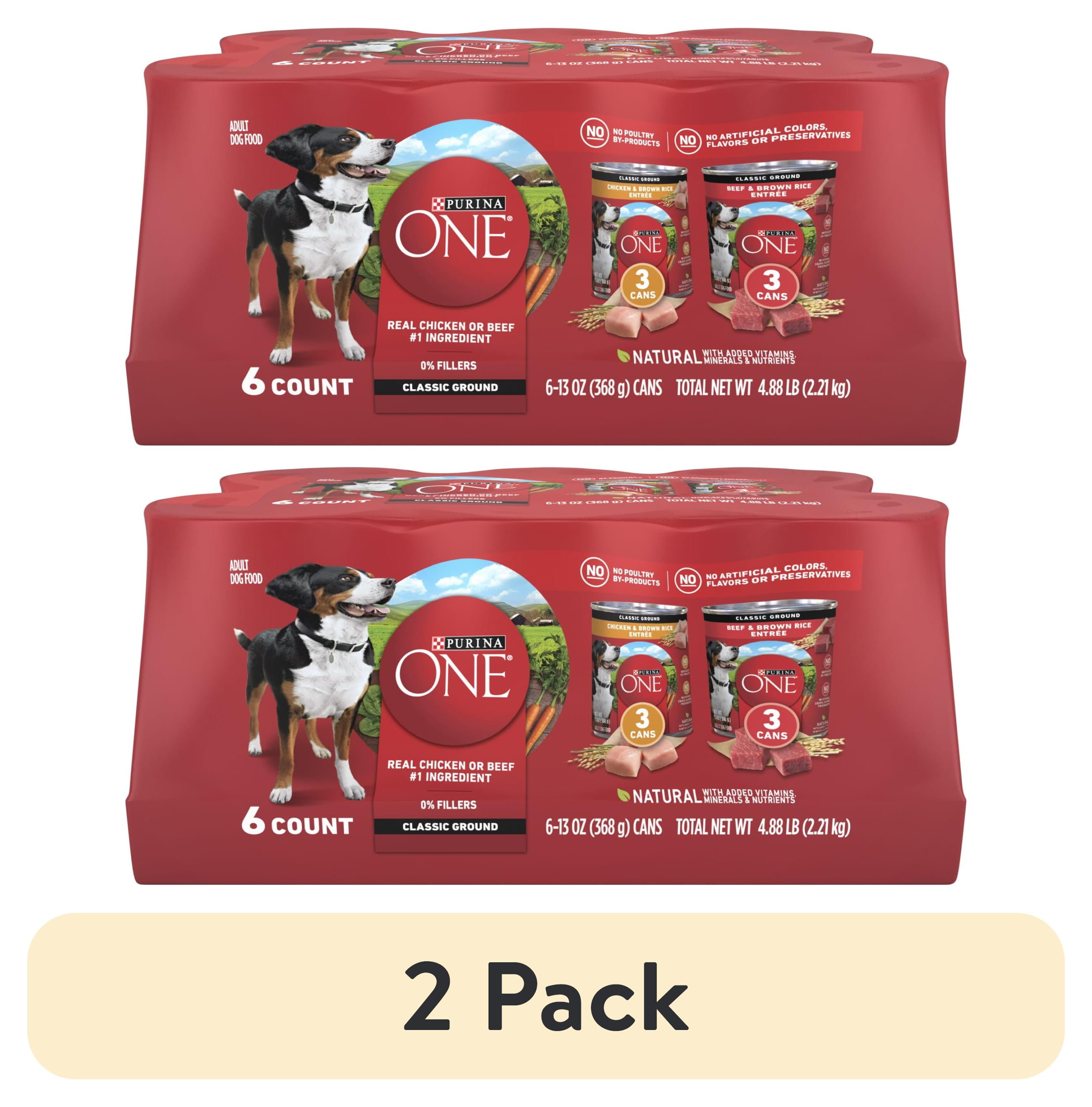 2 pack) Purina ONE Natural Wet Dog Food, High Protein Soft Variety