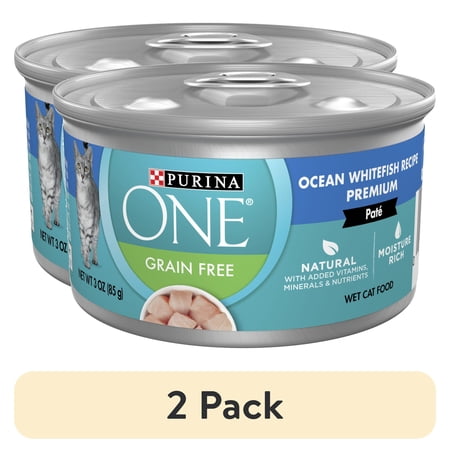 (2 pack) Purina ONE Pate, Natural Grain Free, Wet Cat Food, Oceanwhite Fish, 3 oz Can