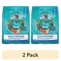 (2 pack) Purina ONE Plus Natural High Protein Dry Cat Food Salmon and Ocean Whitefish Skin and Coat Health Formula, 7 lb Bag