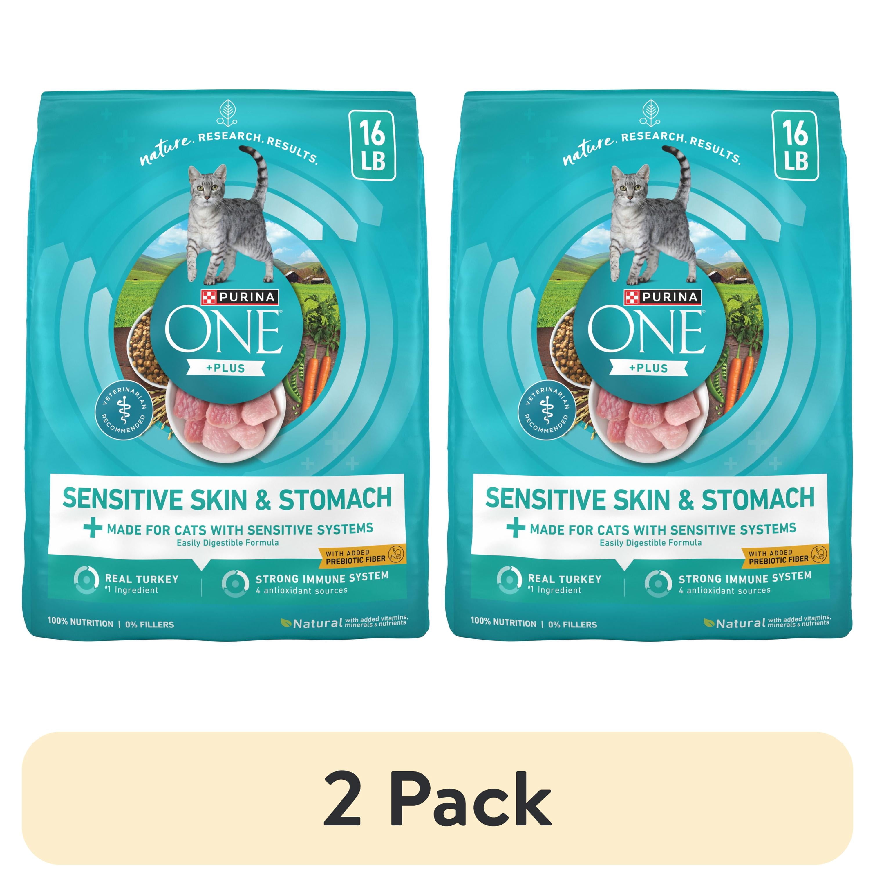 2 pack) Purina ONE Plus, Sensitive Skin & Stomach, Dry Cat Food