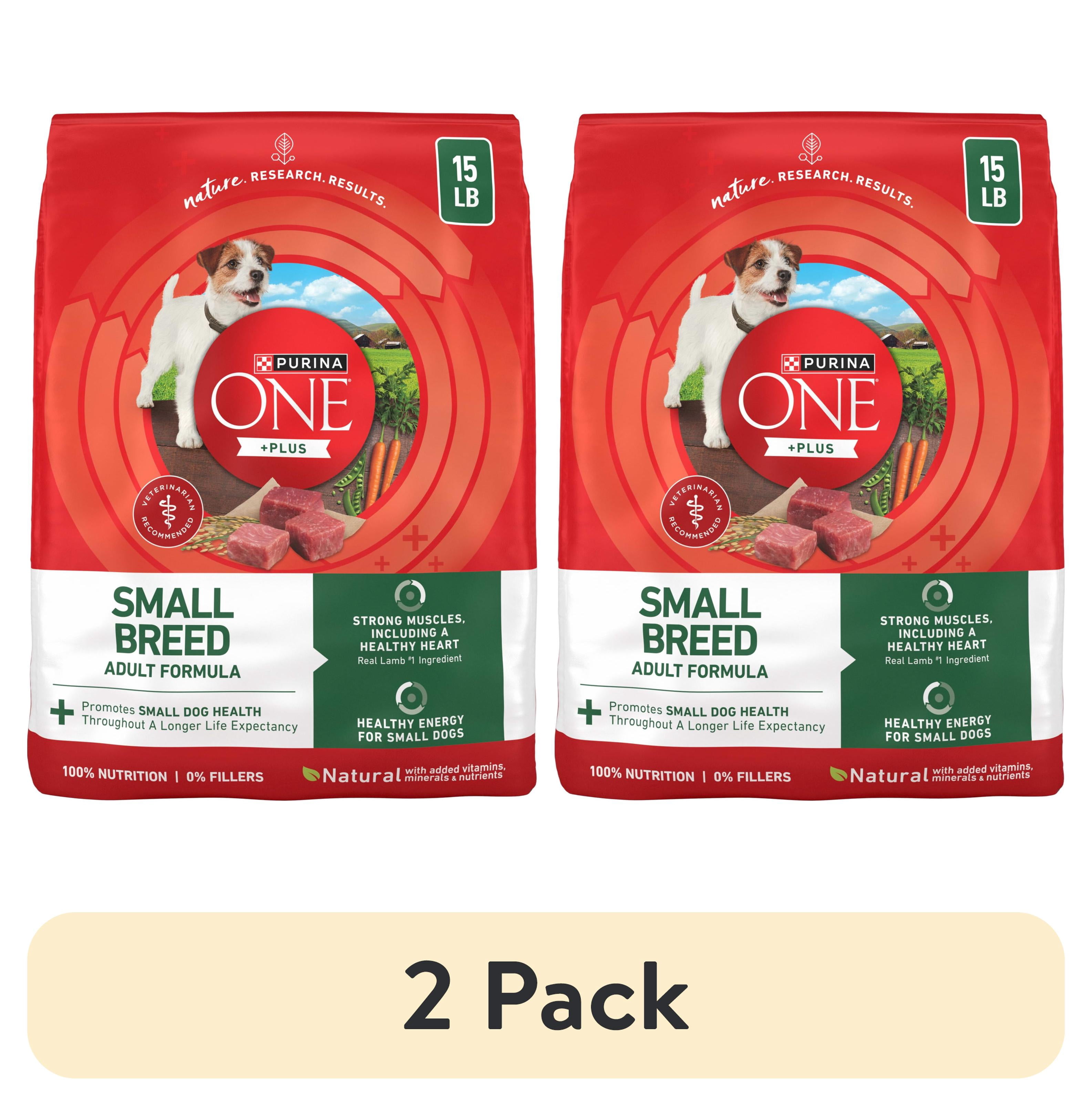 (2 pack) Purina One +Plus Dry Dog Food for Adult Small Dogs, Real Lamb & Rice, 15 lb Bag