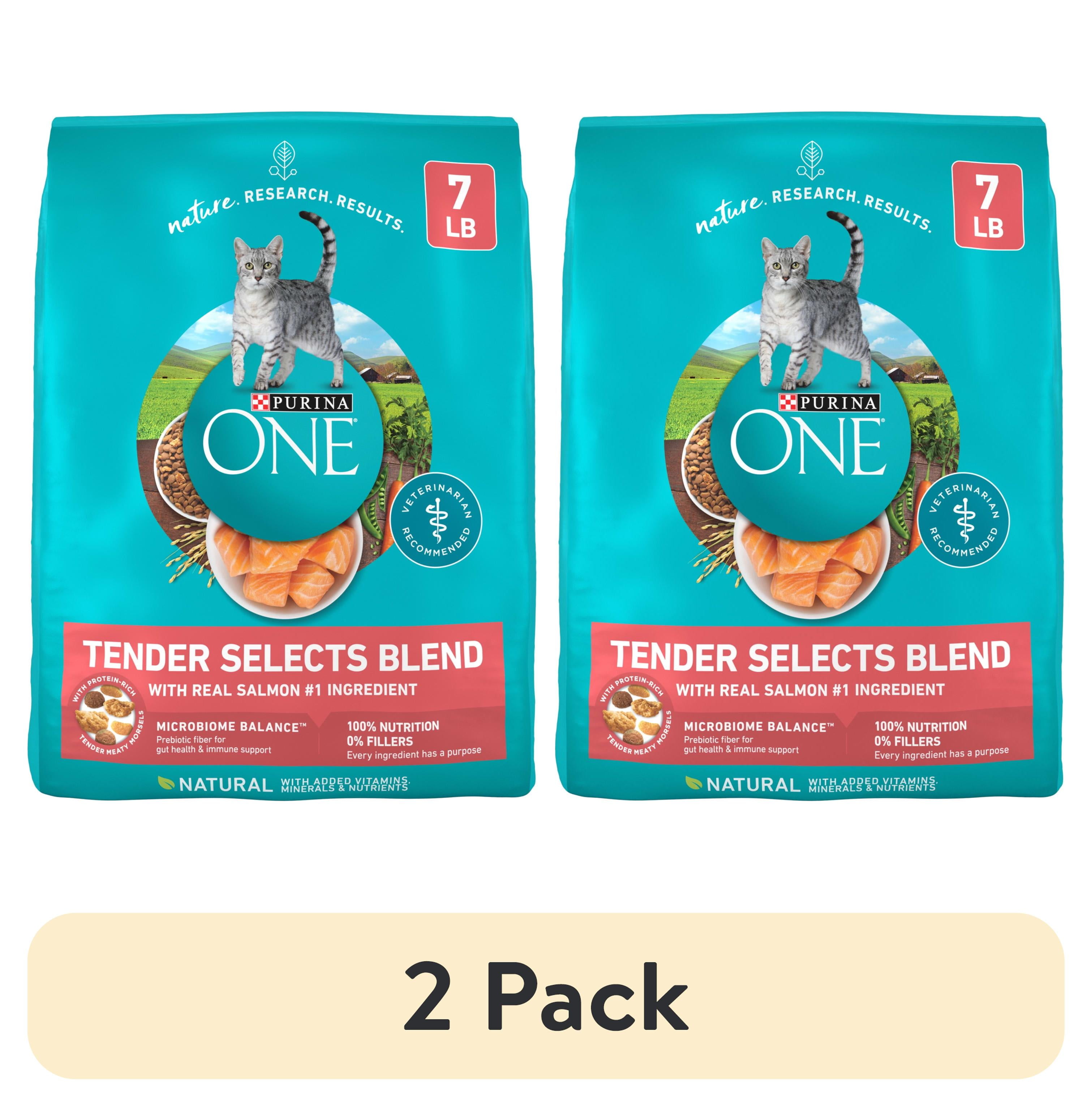 (2 pack) Purina ONE Tender Selects Blend With Real Salmon Digestive Care Natural Dry Cat Food, 7 lb.