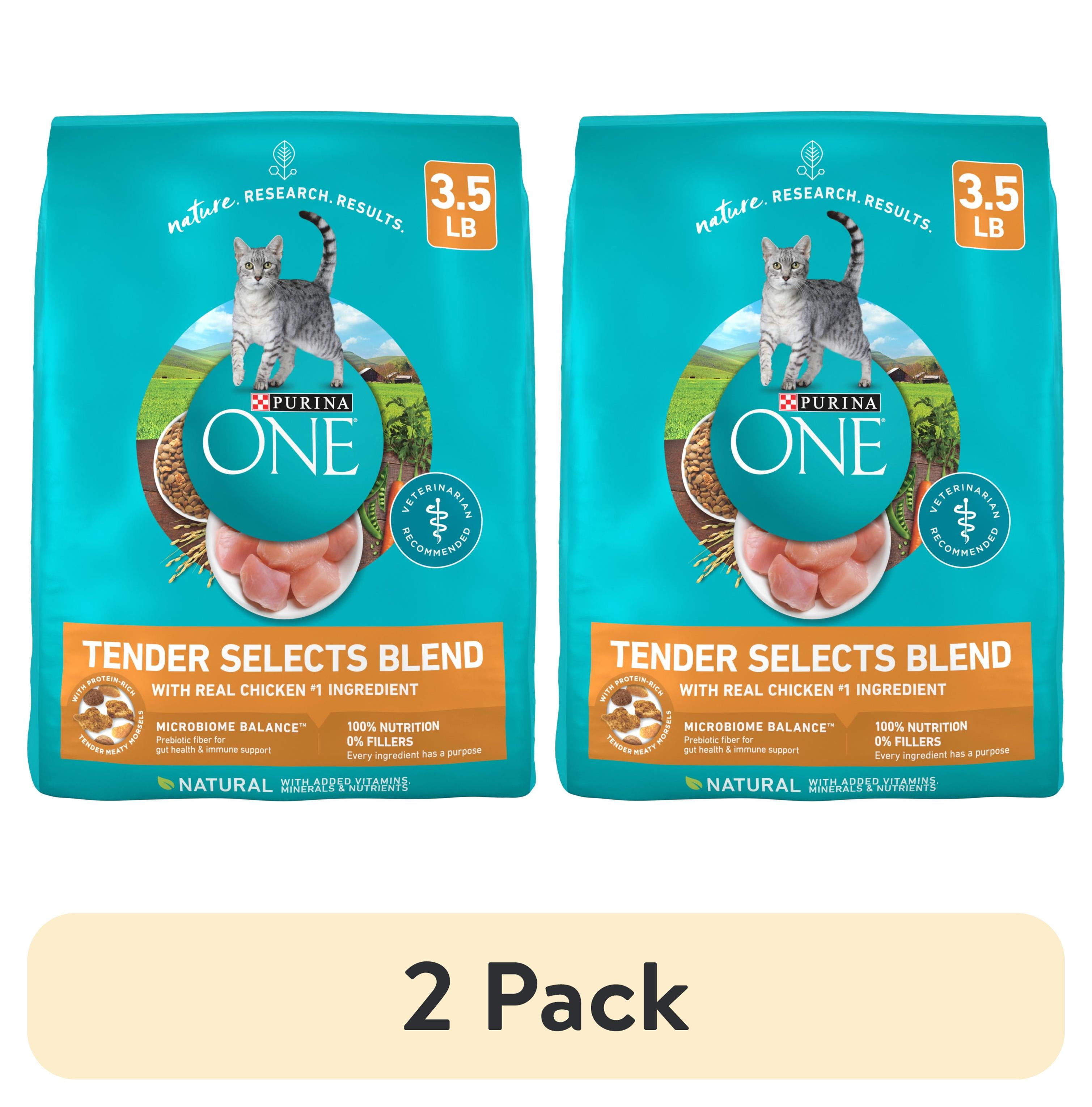 (2 pack) Purina ONE Tender Selects Blend With Real Chicken Digestive Natural Dry Cat Food, 3.5 lb Bag