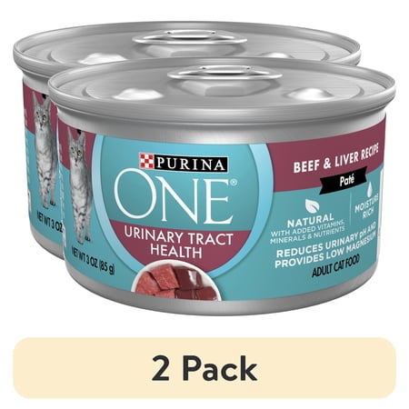 (2 pack) Purina ONE Urinary Tract Health, Soft Beef & Liver, Wet Cat Food, 3 oz Can