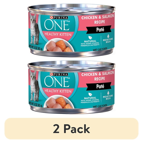(2 pack) Purina One Healthy Kitten, Chicken Salmon, Wet Kitten Food, 3 oz Can
