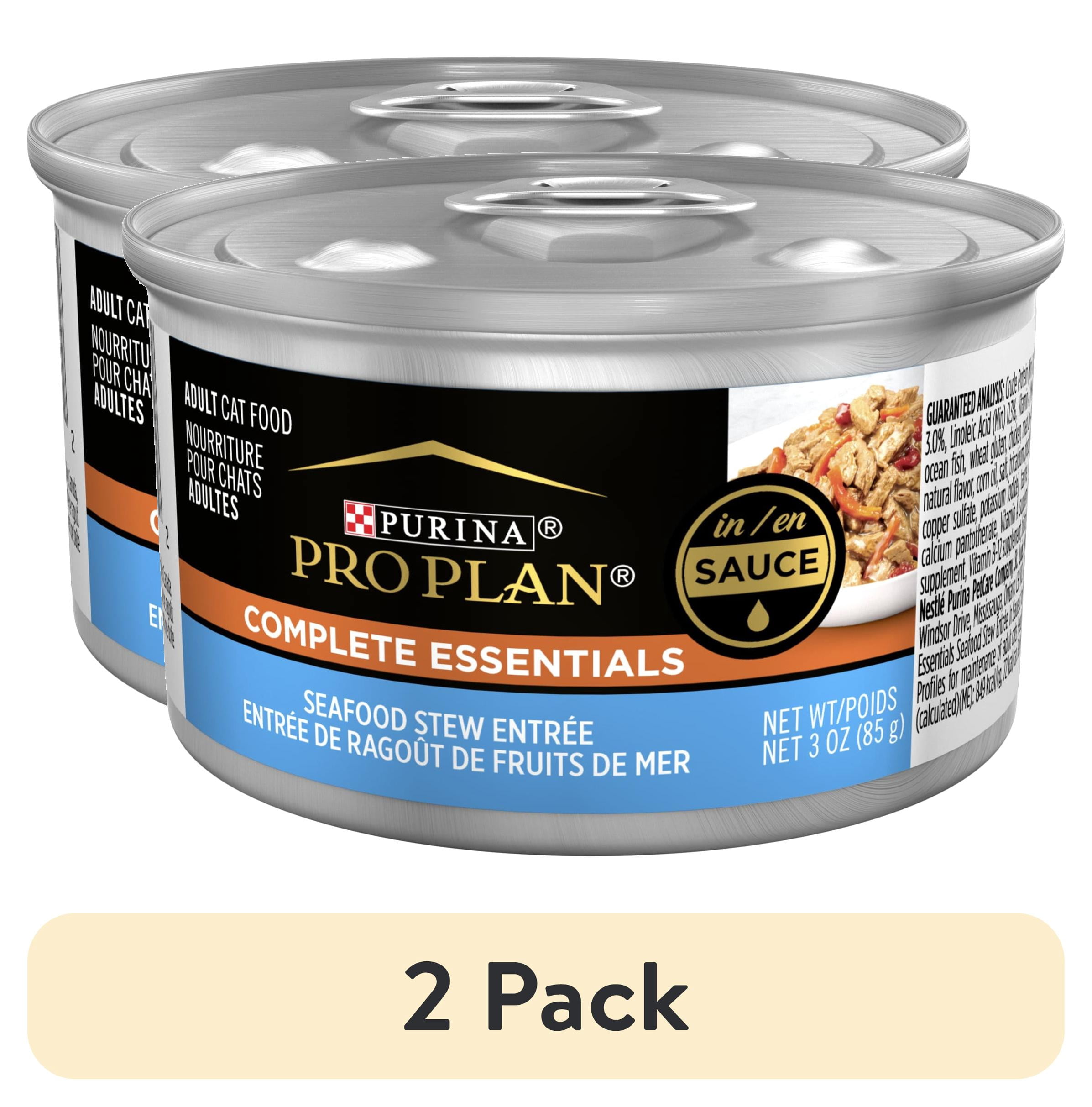 (2 pack) Purina Pro Plan Complete Essentials, Seafood Stew, Wet Cat Food, 3 oz Cans, 24 Pack