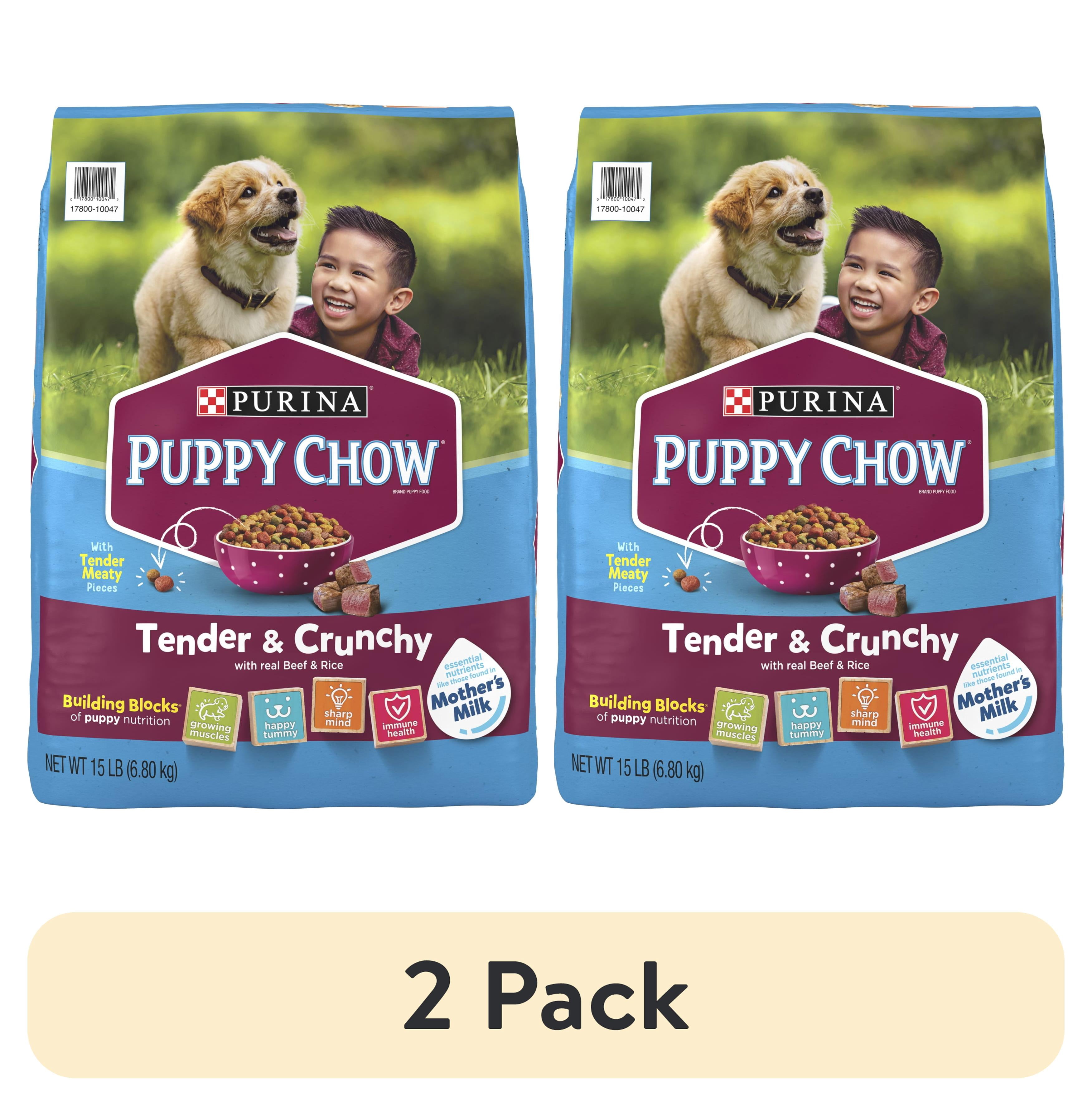 (2 pack) Purina Puppy Chow Dry Dog Food, High Protein Tender & Crunchy Real Beef Formula, 15 lb Bag
