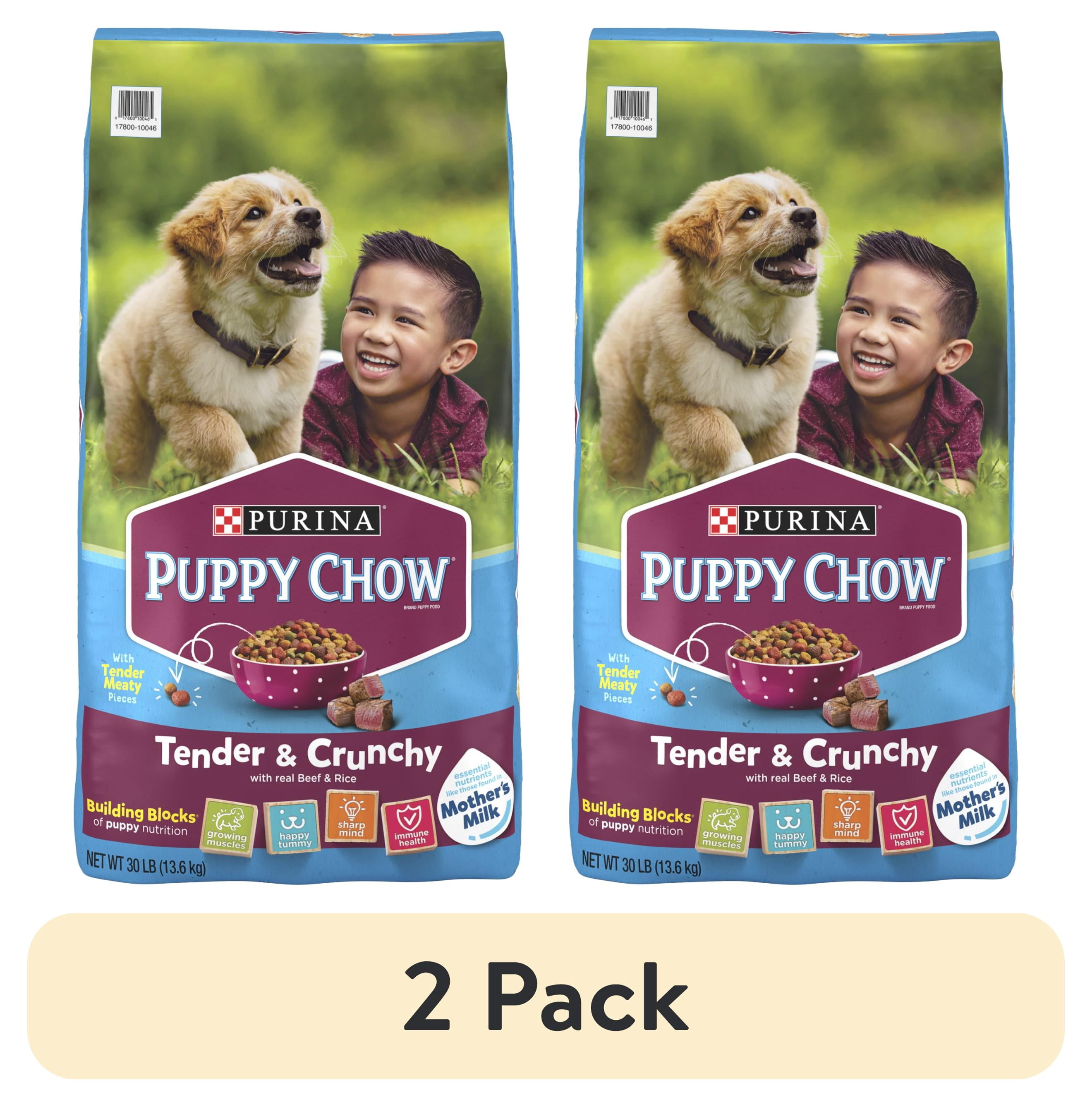 (2 pack) Purina Puppy Chow Dry Dog Food, Tender & Crunchy High Protein Real Beef & Rice, 30 lb Bag