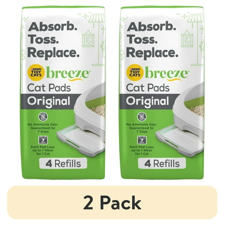 (2 pack) Purina Tidy Cats Breeze Bright Lemongrass Scented Ion Cat Litter Pads Refill Pack