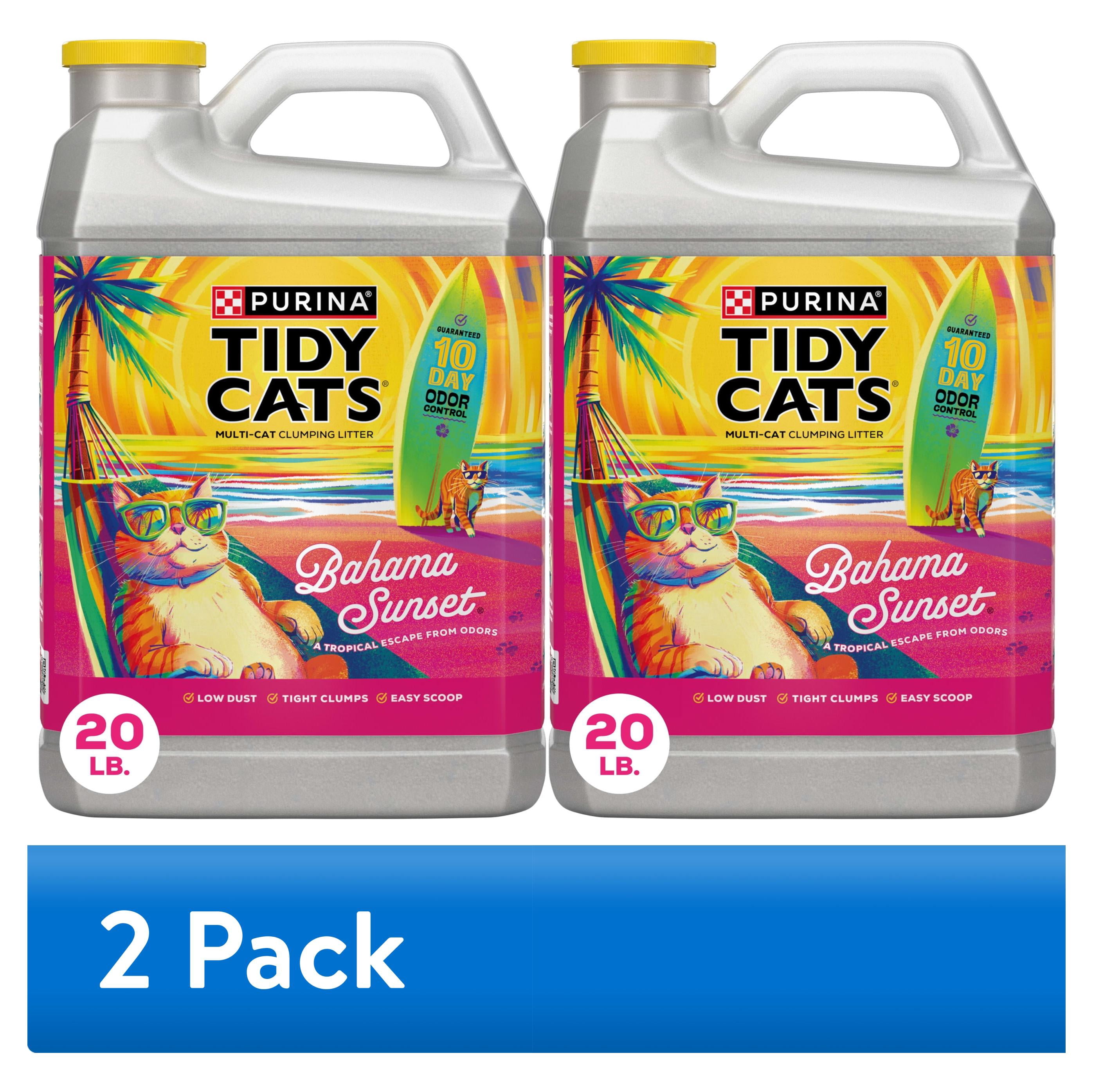 (2 pack) Purina Tidy Cats Clumping Odor Control Cat Litter, Bahama Sunset Scent, 20 lb Jug