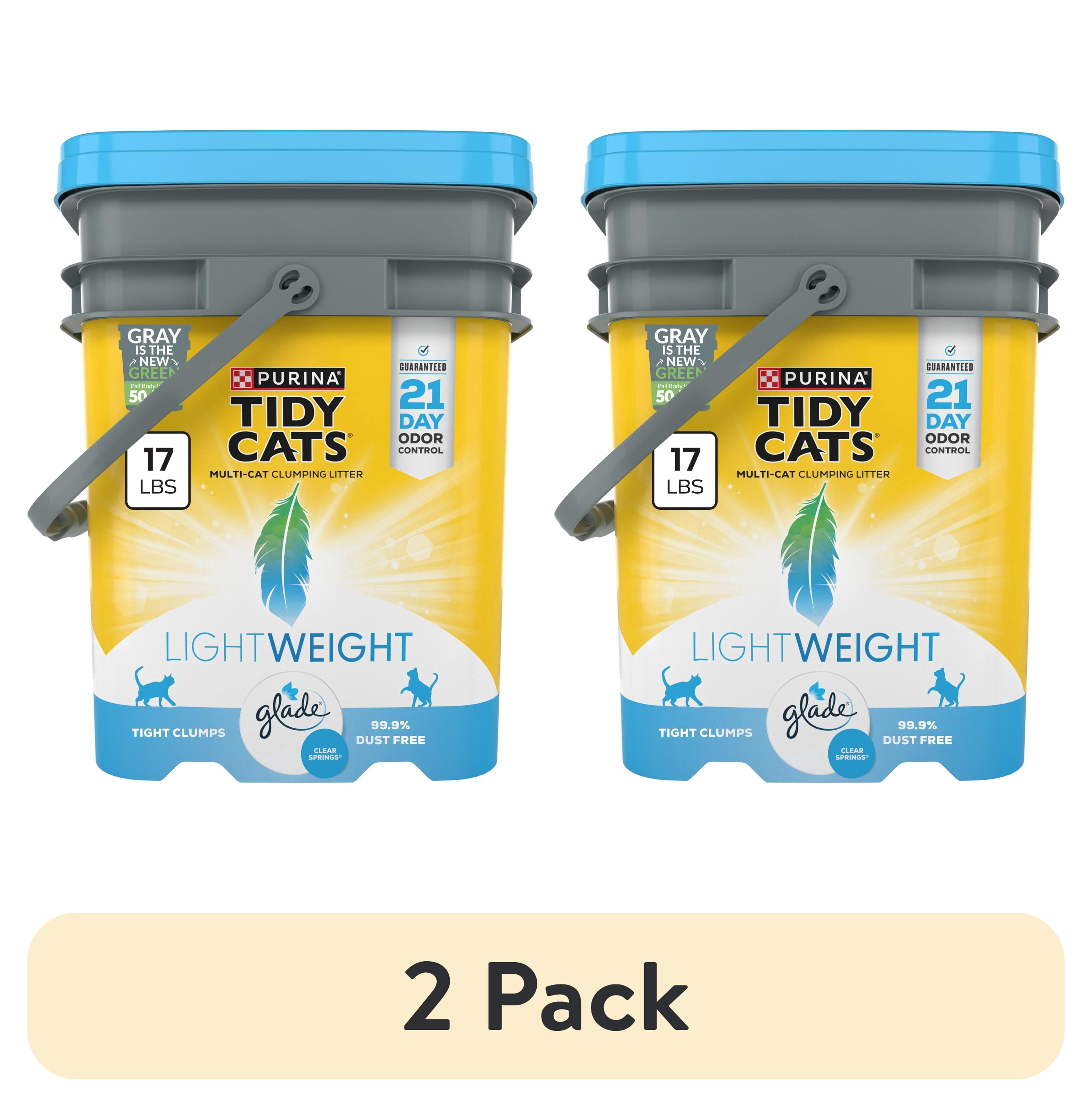 (2 pack) Purina Tidy Cats LightWeight Clumping Cat Litter, Glade Clear Springs Scent, 17 lb Pail