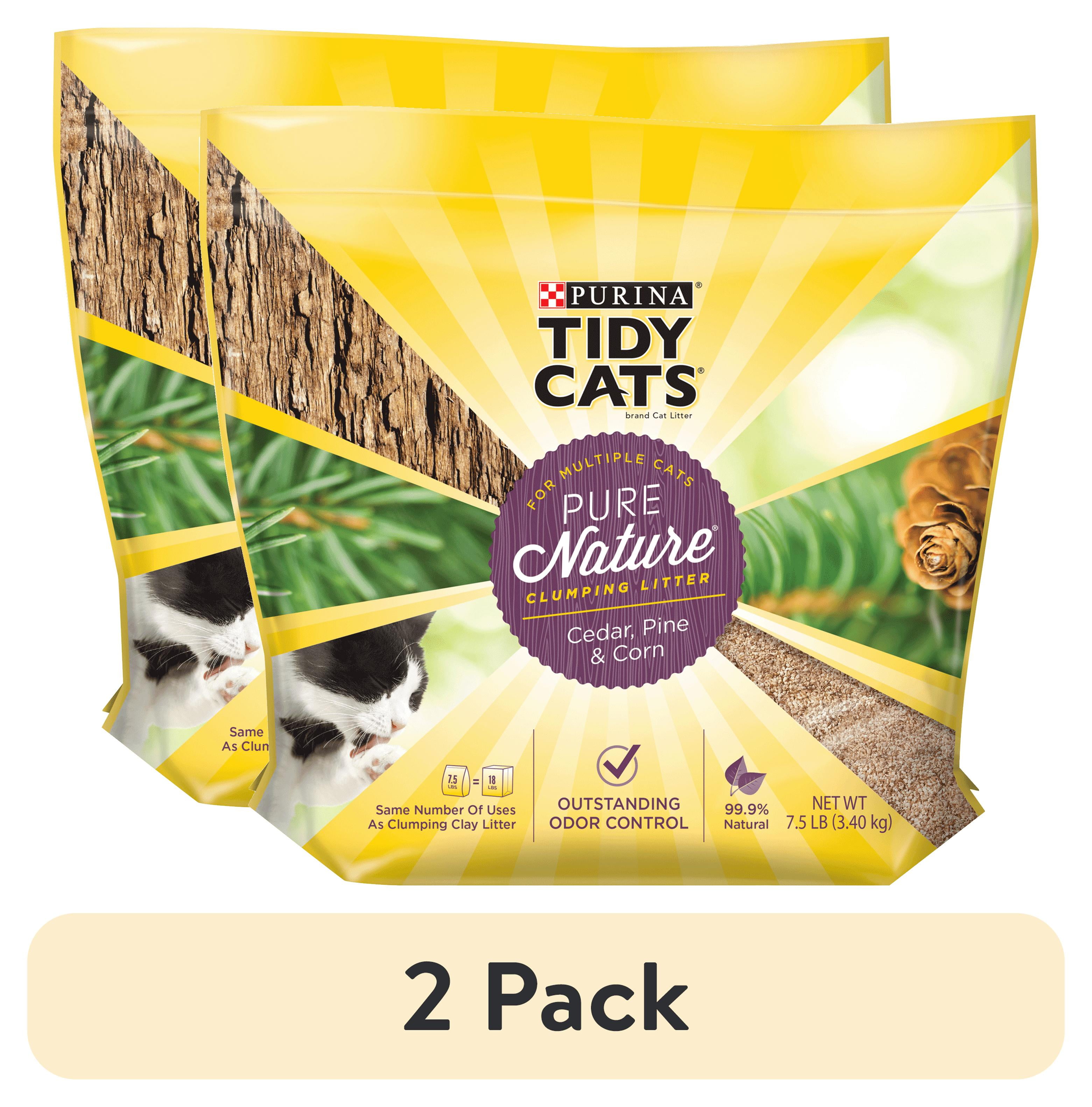 (2 pack) Purina Tidy Cats Natural Clumping Cat Litter, Pure Nature Cedar, Pine & Corn Cat Litter, 7.5 lb. Bag
