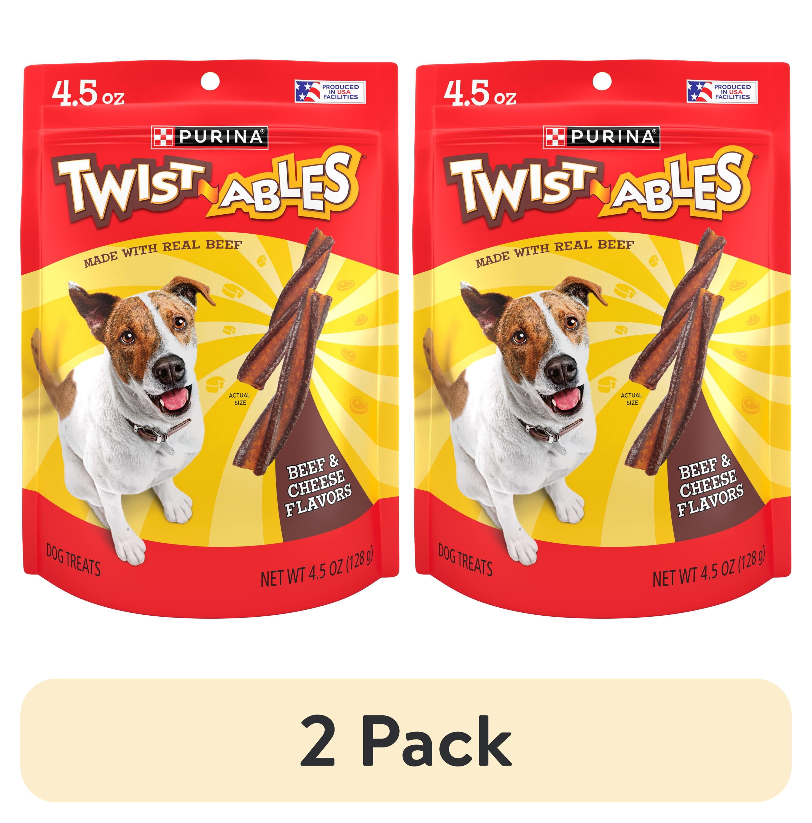 (2 pack) Purina Twist-Ables Dog Treats with Real Beef & Cheese Flavors Chews, 4.5 oz Pouch